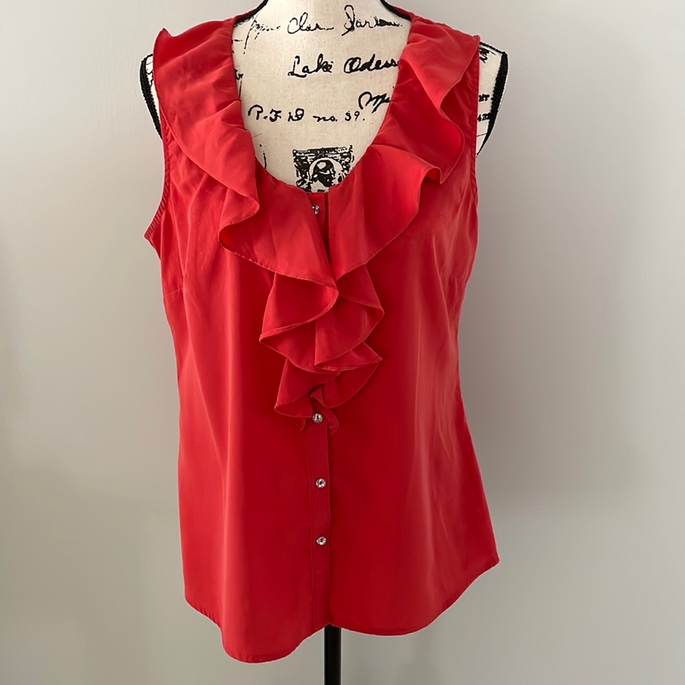 Ruffle red banana republic sleeveless blouse